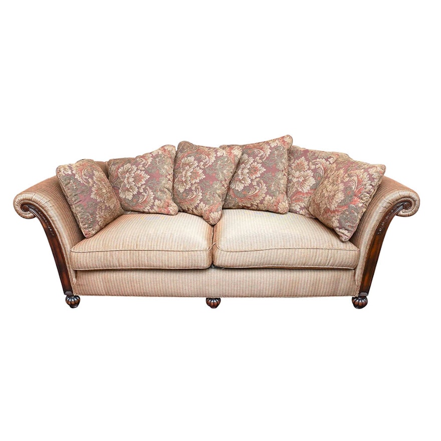 Wood Frame Upholstered Sofa with Accent Pillows