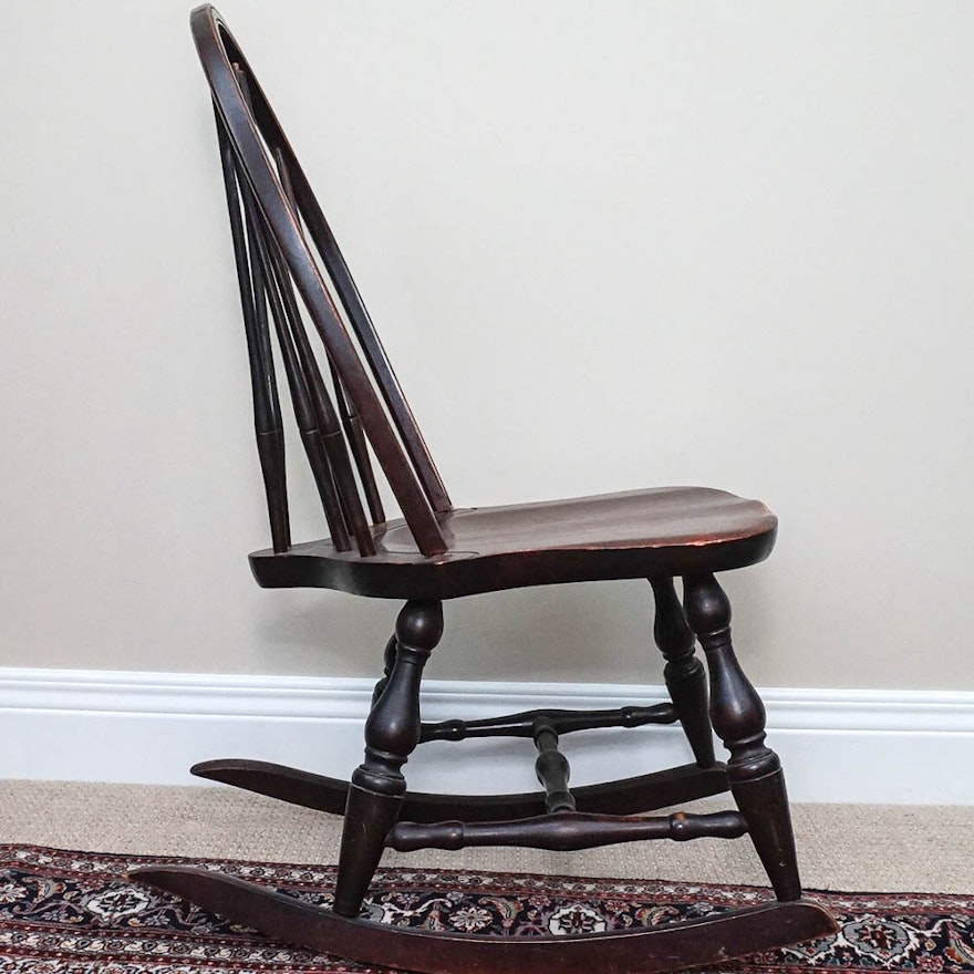 Vintage Mahogany Brace Back Children's Rocking Chair