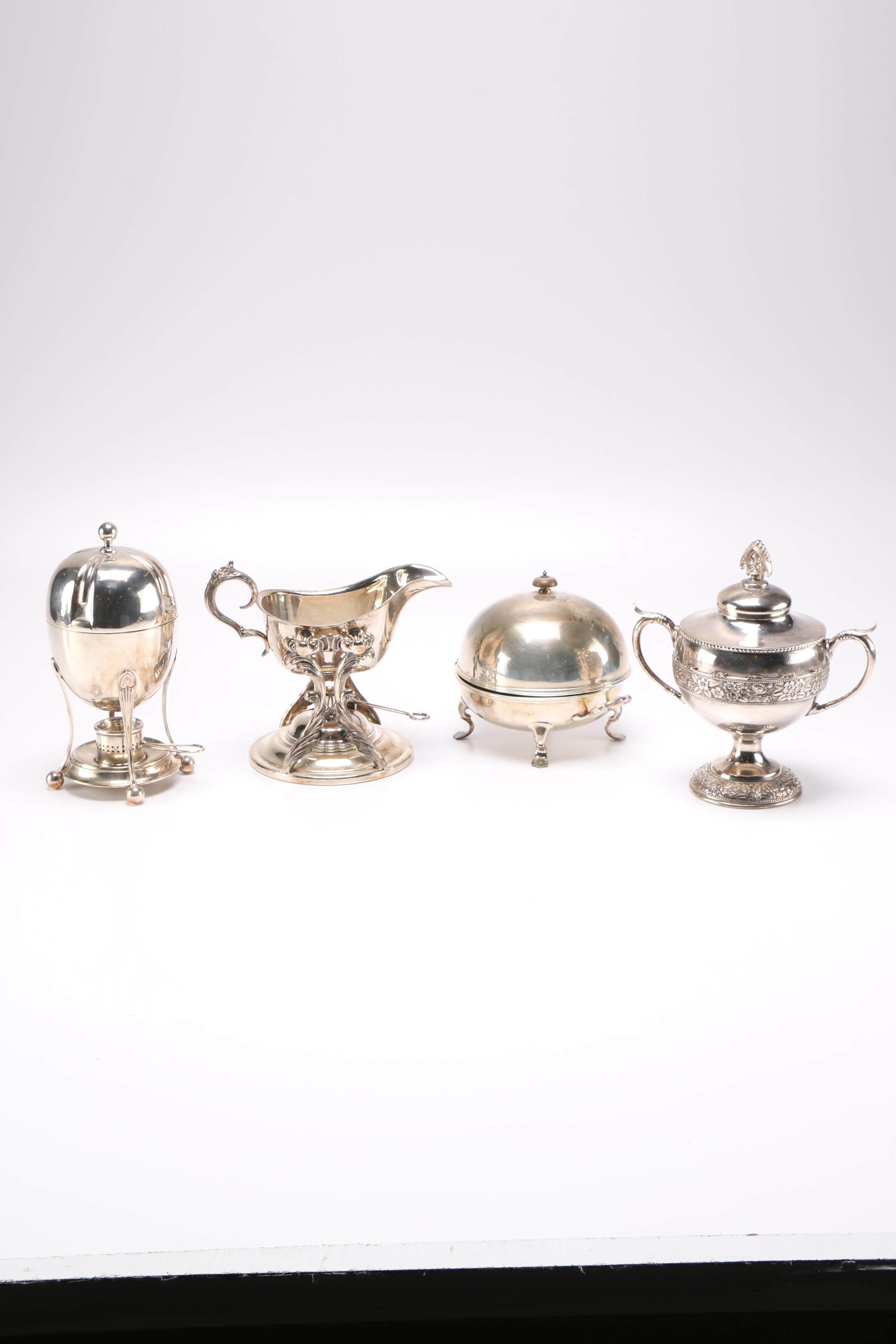Ornate Silver Plate Tableware Pieces