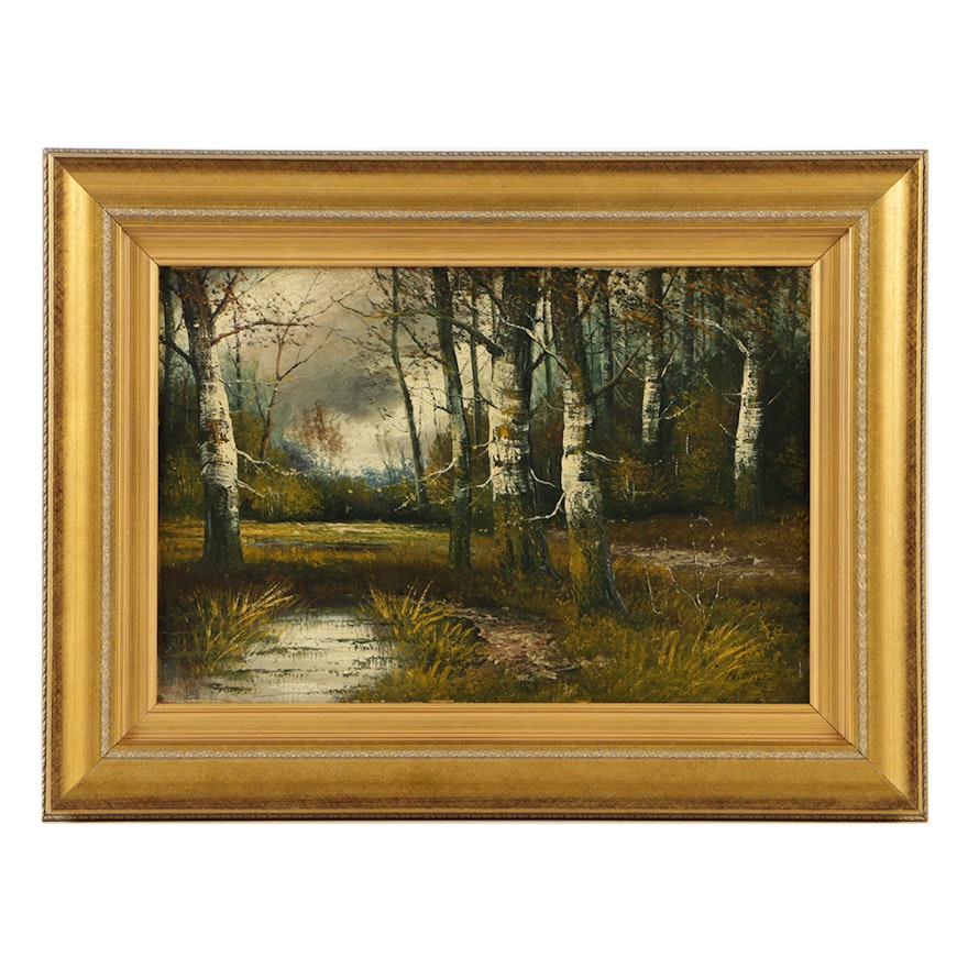 Andrew Millrose Oil Painting on Canvas of Forest Landscape