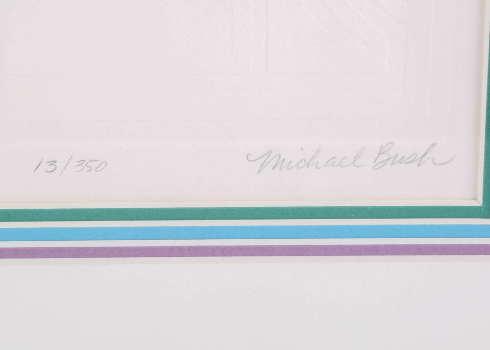 Michael Bush Limited Edition Offset Lithographs "Iris" and "Sweet Peas"