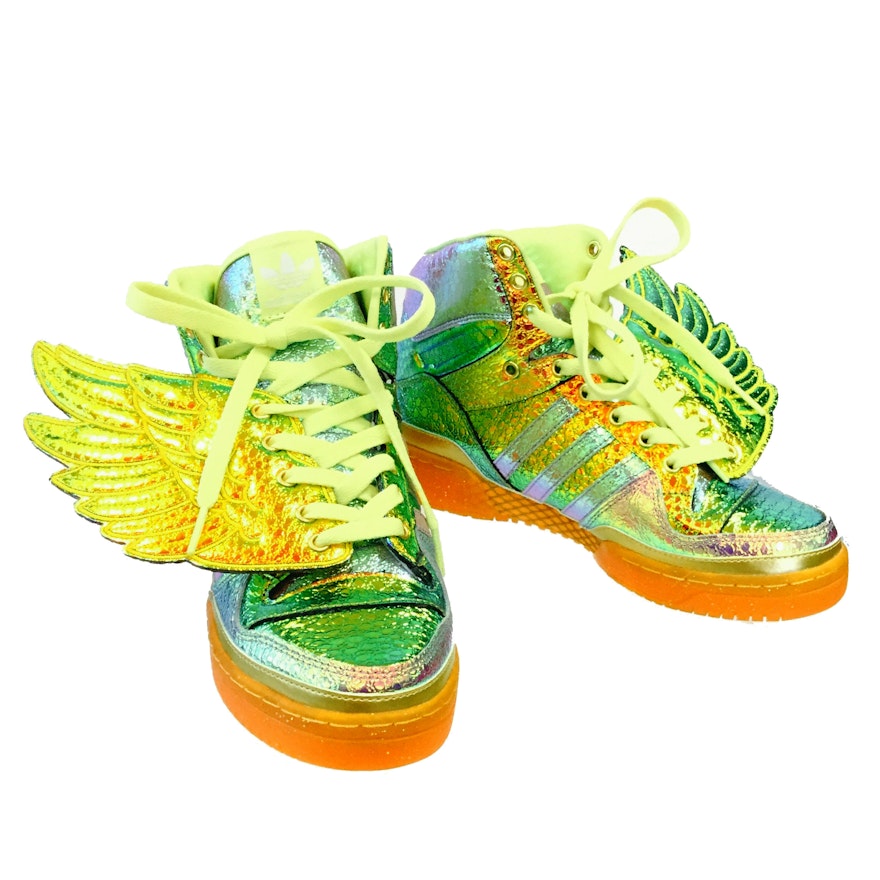 2014 Jeremy Scott Adidas Iridescent Gold Foil Wings Sneakers