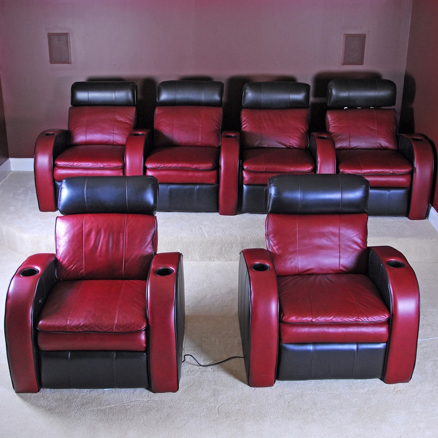 Six Reclining Berklin Leather Home Theater Chairs