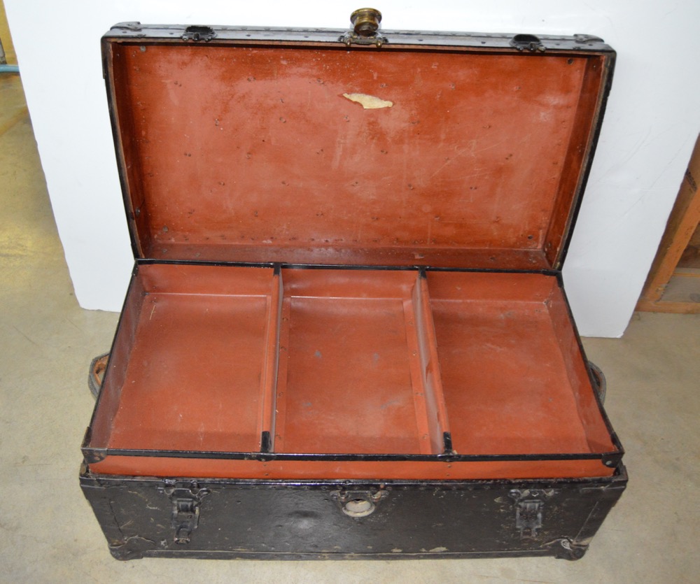 Vintage Metal Sailor's Trunk