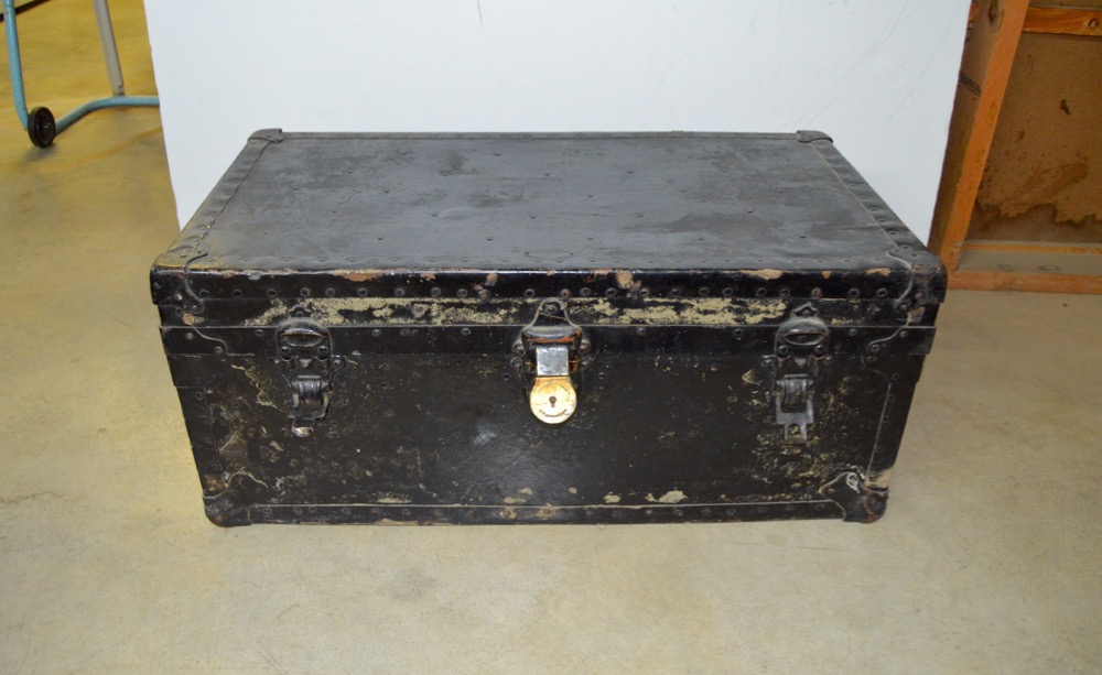 Vintage Metal Sailor's Trunk