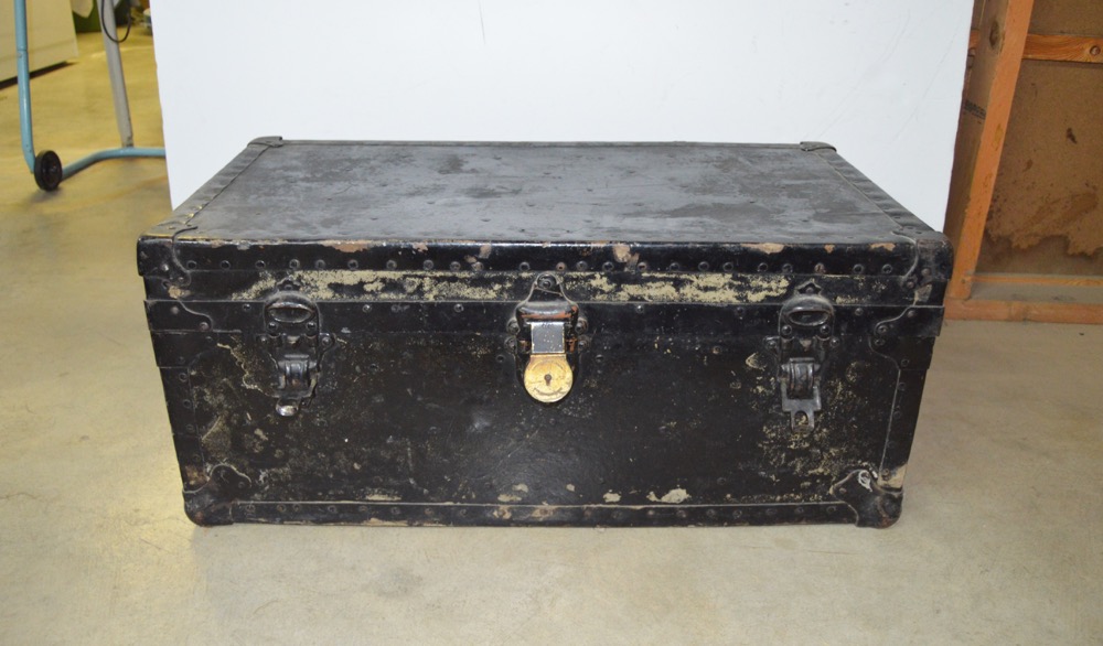 Vintage Metal Sailor's Trunk