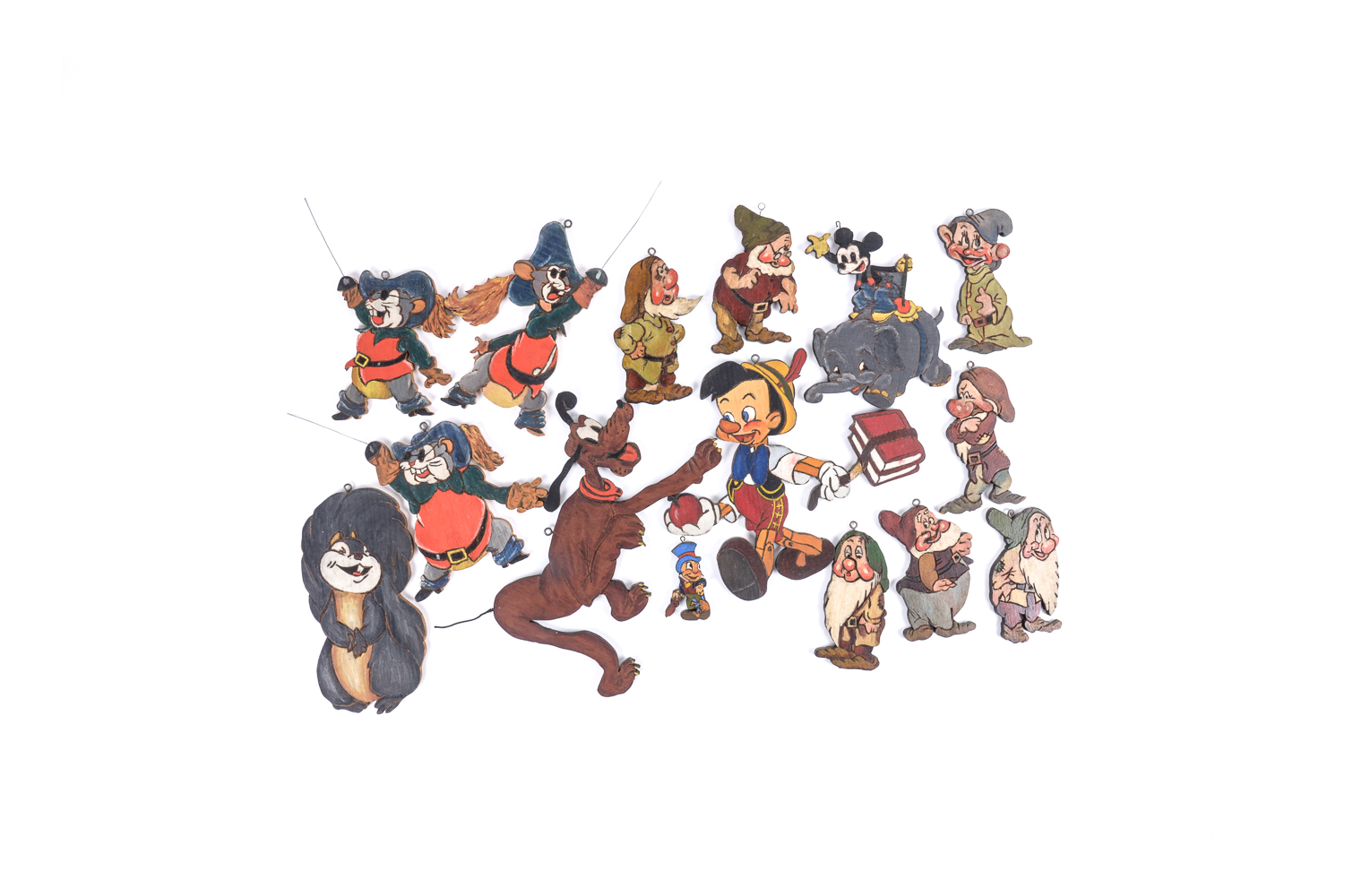 Collection of Handmade Wooden Disney Ornaments