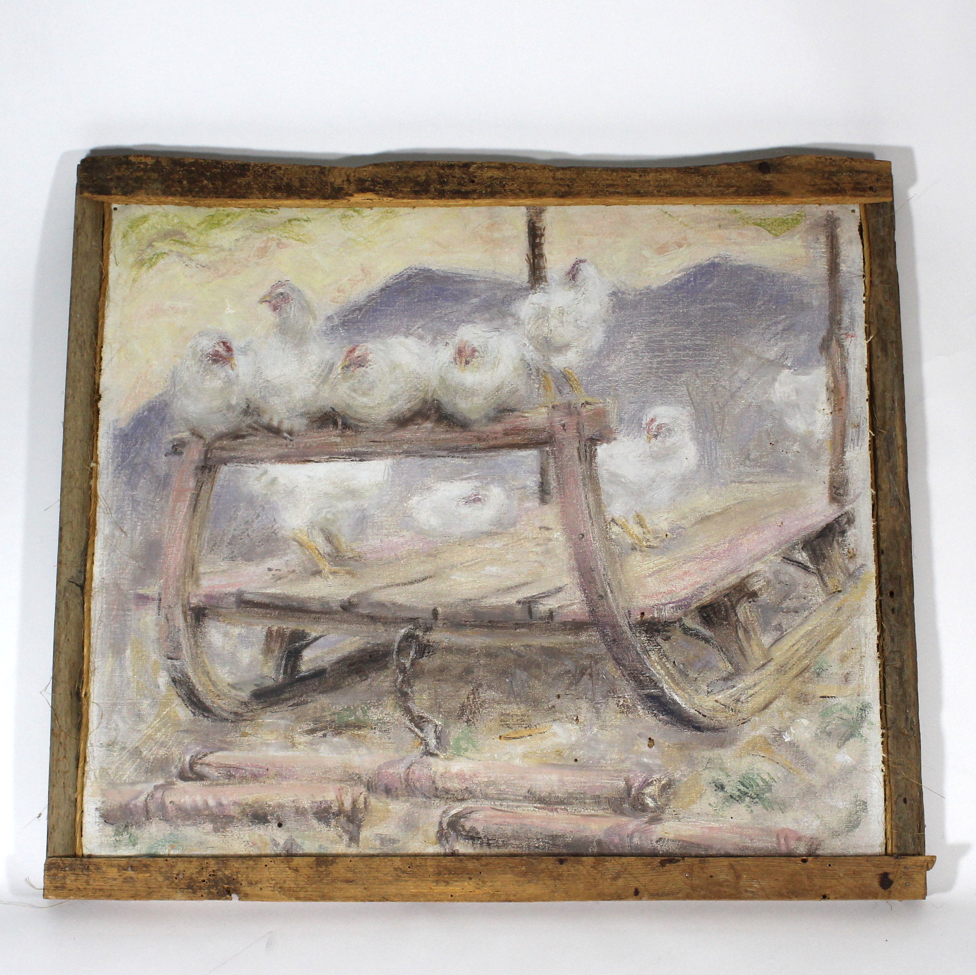 Harlan Hubbard "Barnyard Siesta" Original Oil Painting