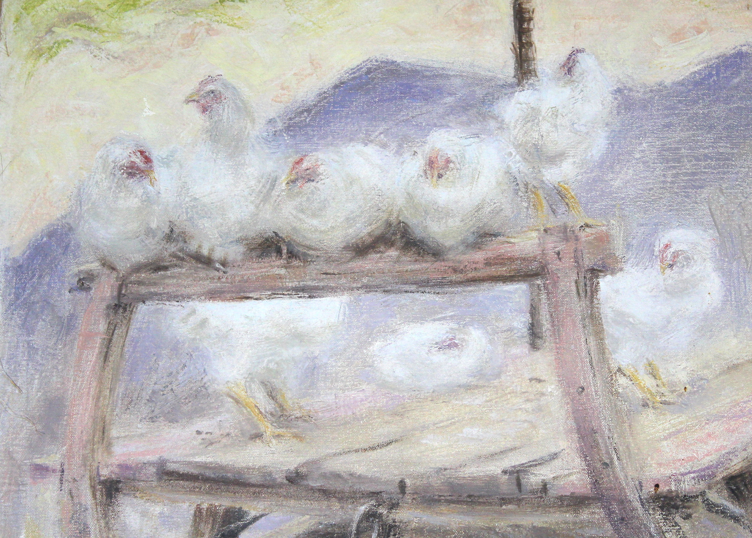 Harlan Hubbard "Barnyard Siesta" Original Oil Painting