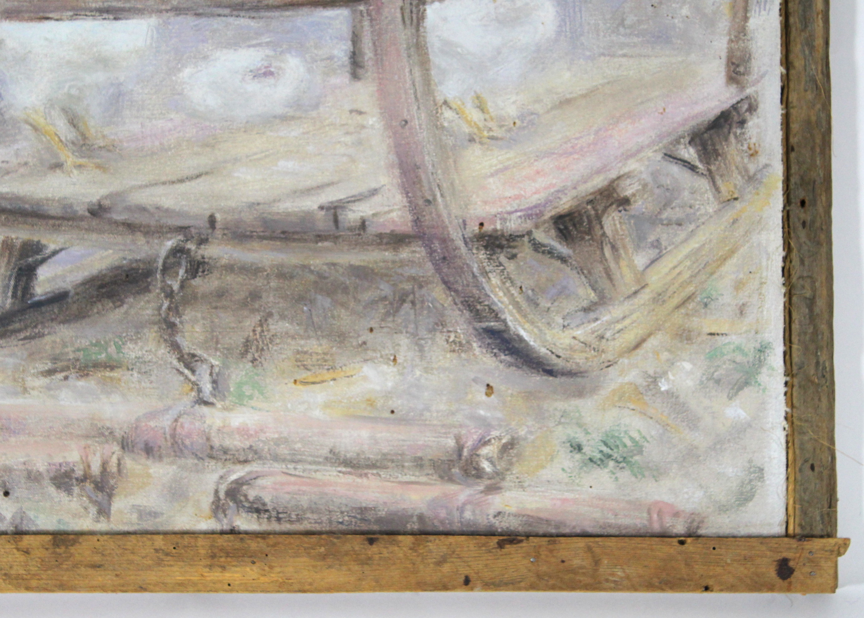 Harlan Hubbard "Barnyard Siesta" Original Oil Painting