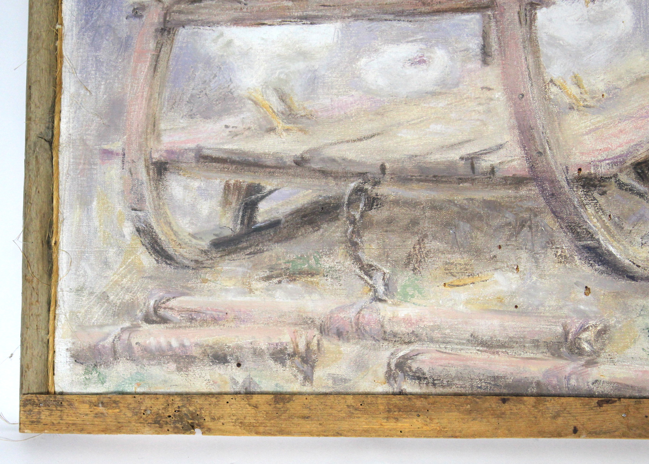 Harlan Hubbard "Barnyard Siesta" Original Oil Painting