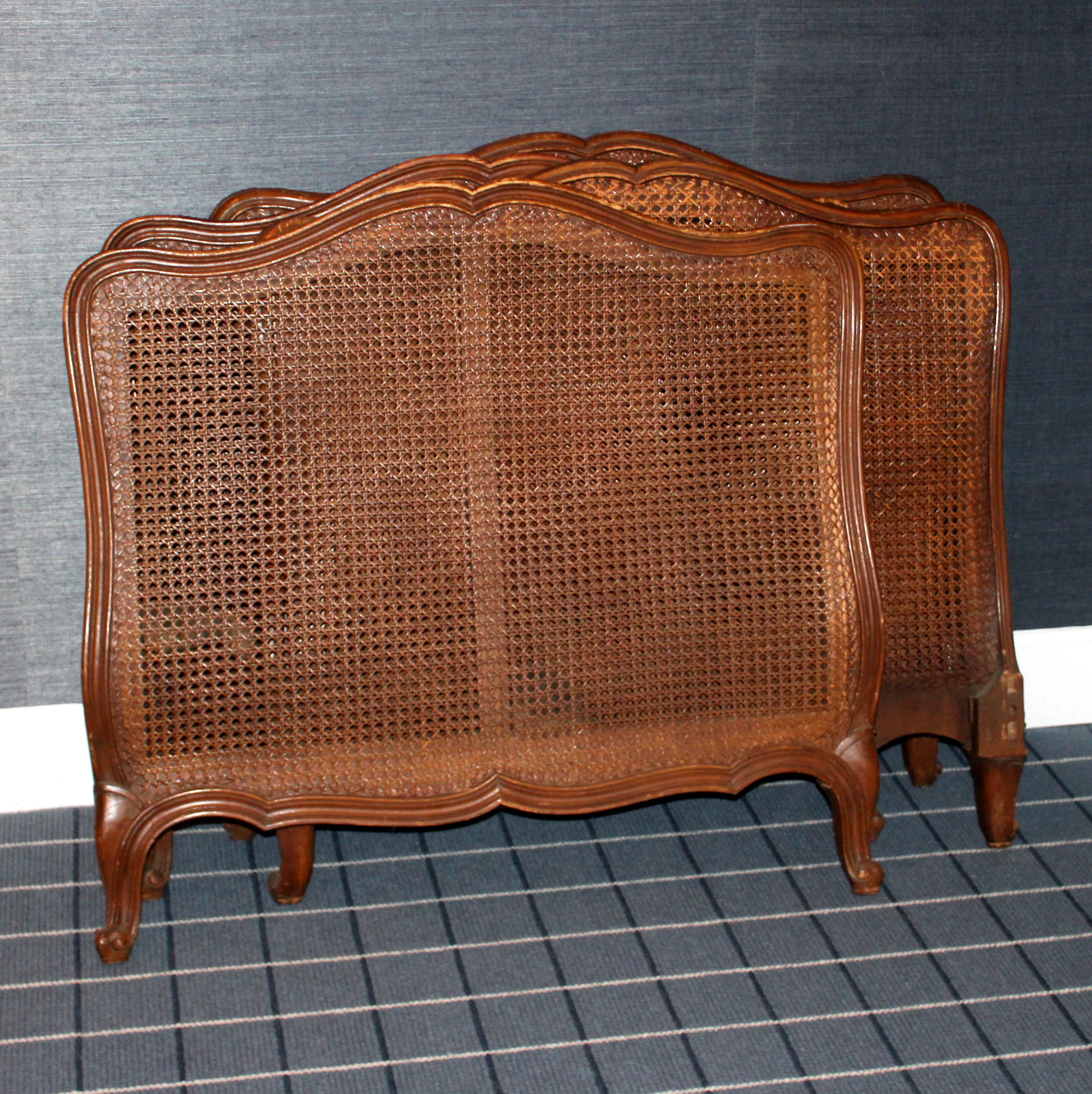 Vintage French Provencal Twin Head and Foot Boards