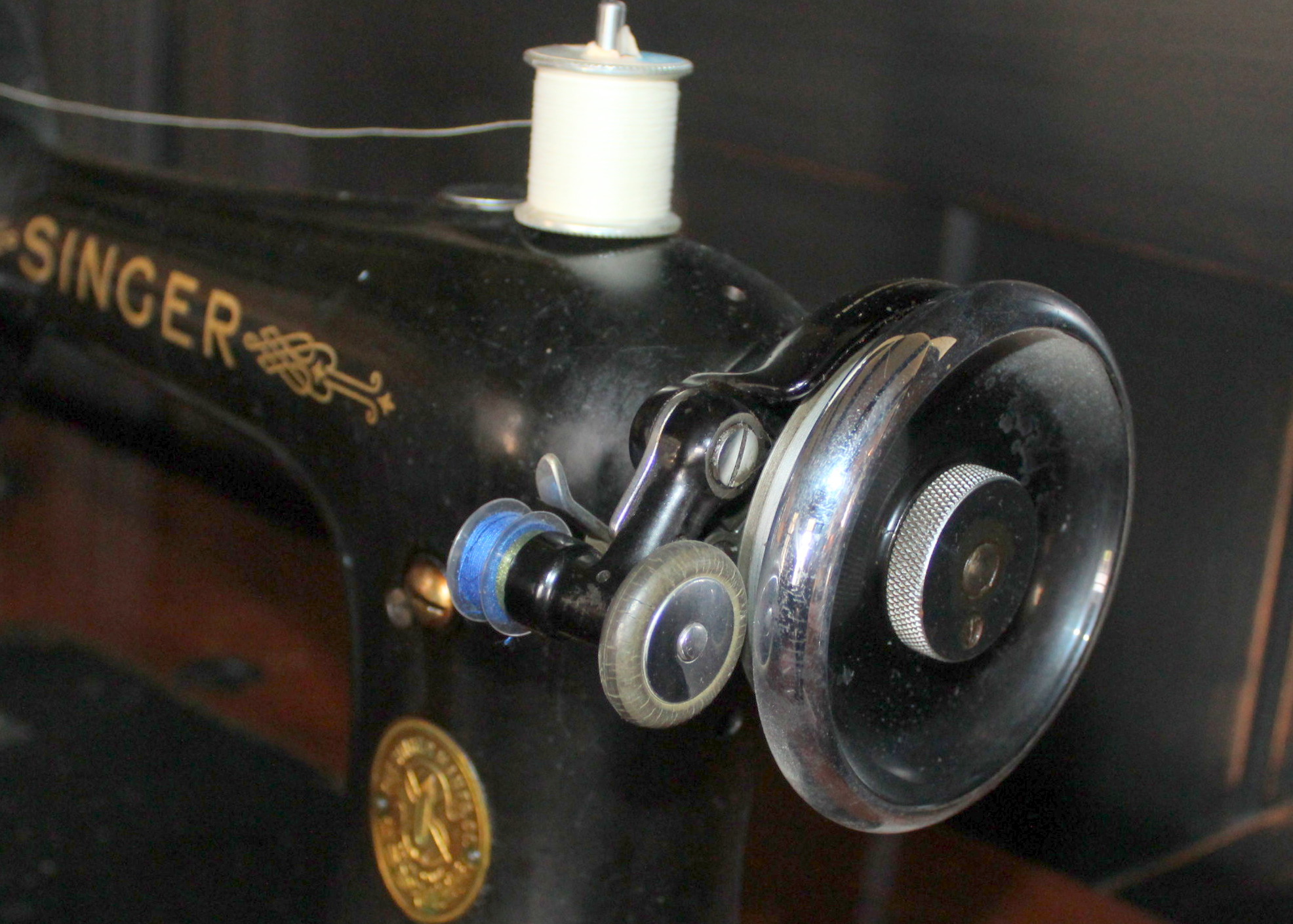 Vintage Electric Singer Sewing Machine and Cabinet