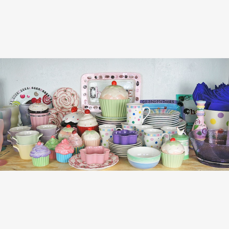 Polka-Dot and Cupcake Themed Ceramics and Tableware