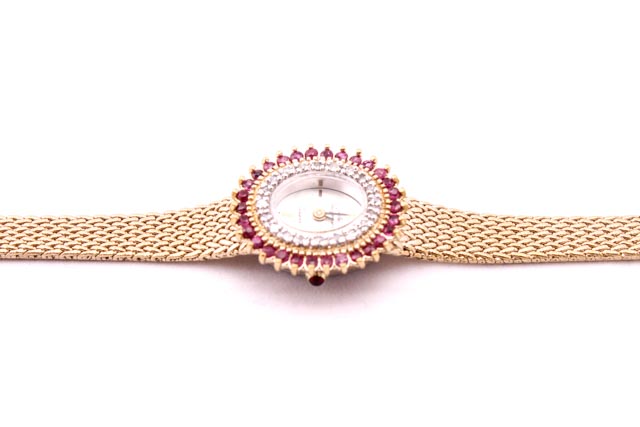Vintage Jules Jurgenson Women's Ruby and Diamond Watch