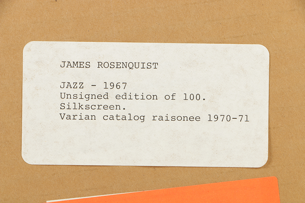 James Rosenquist Limited Edition Serigraph Poster 1967 Aspen Jazz Festival