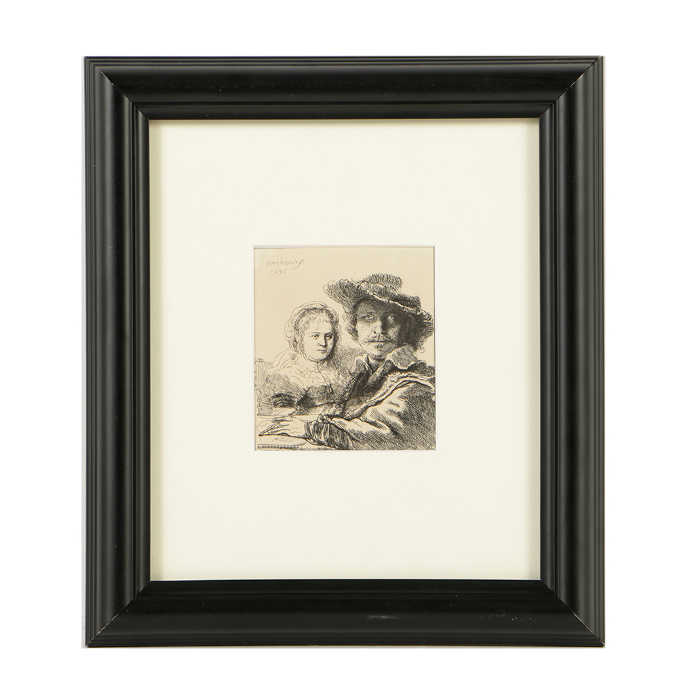 After Rembrandt Heliogravure Reproduction Print "Self-Portrait with Saskia"