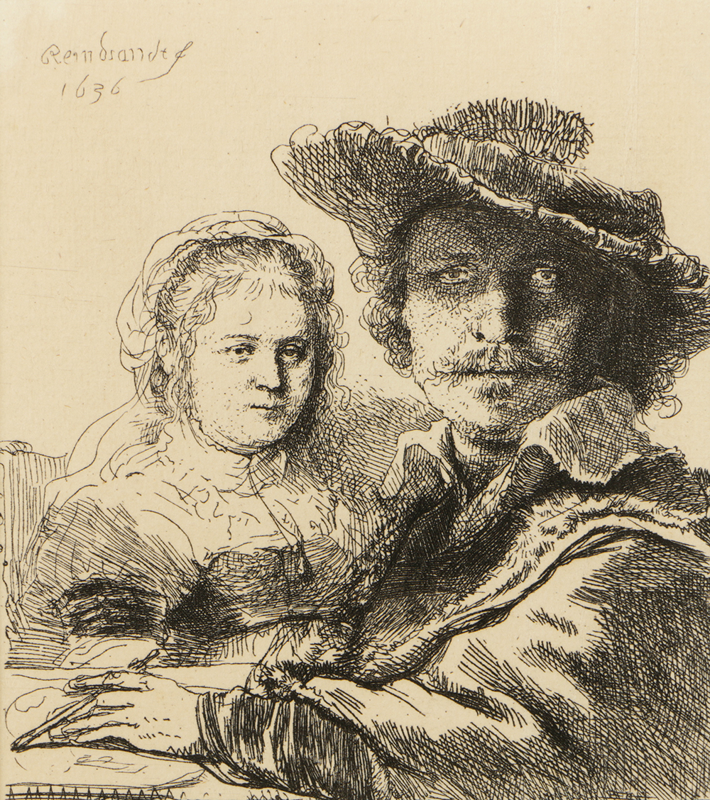 After Rembrandt Heliogravure Reproduction Print "Self-Portrait with Saskia"