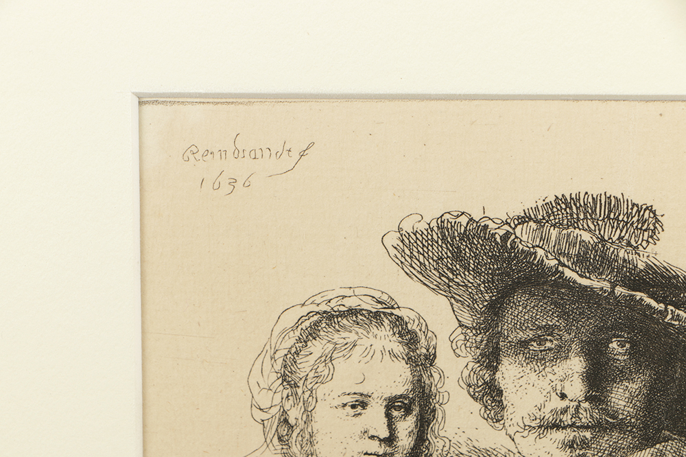 After Rembrandt Heliogravure Reproduction Print "Self-Portrait with Saskia"