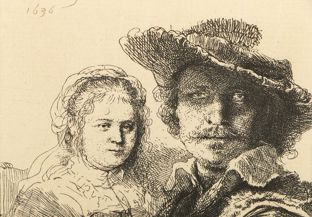 After Rembrandt Heliogravure Reproduction Print "Self-Portrait with Saskia"