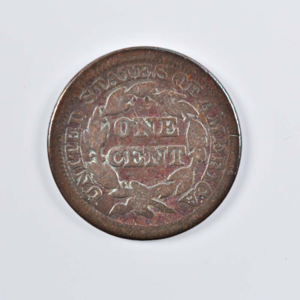 Pair of Braided Hair Liberty Large Cent Coins from 1843 and 1845