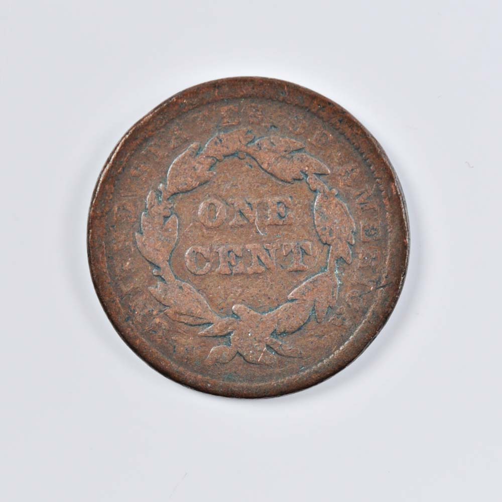 Pair of Braided Hair Liberty Large Cent Coins from 1843 and 1845