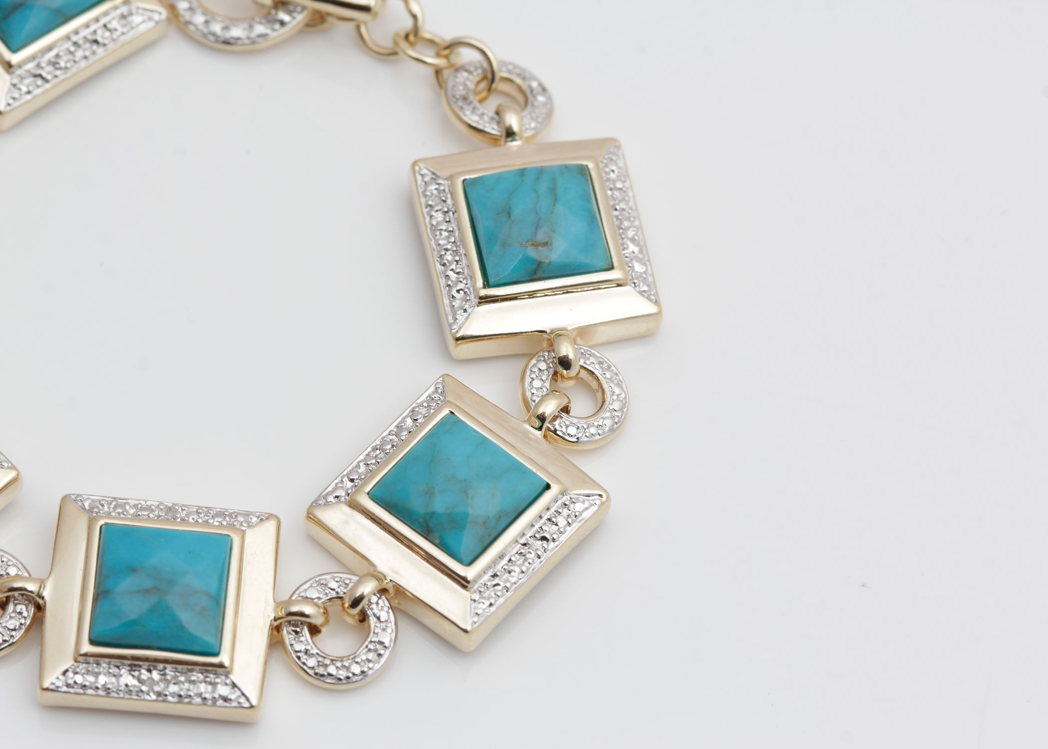 Vermeil Sterling Silver Turquoise and Diamond Bracelet