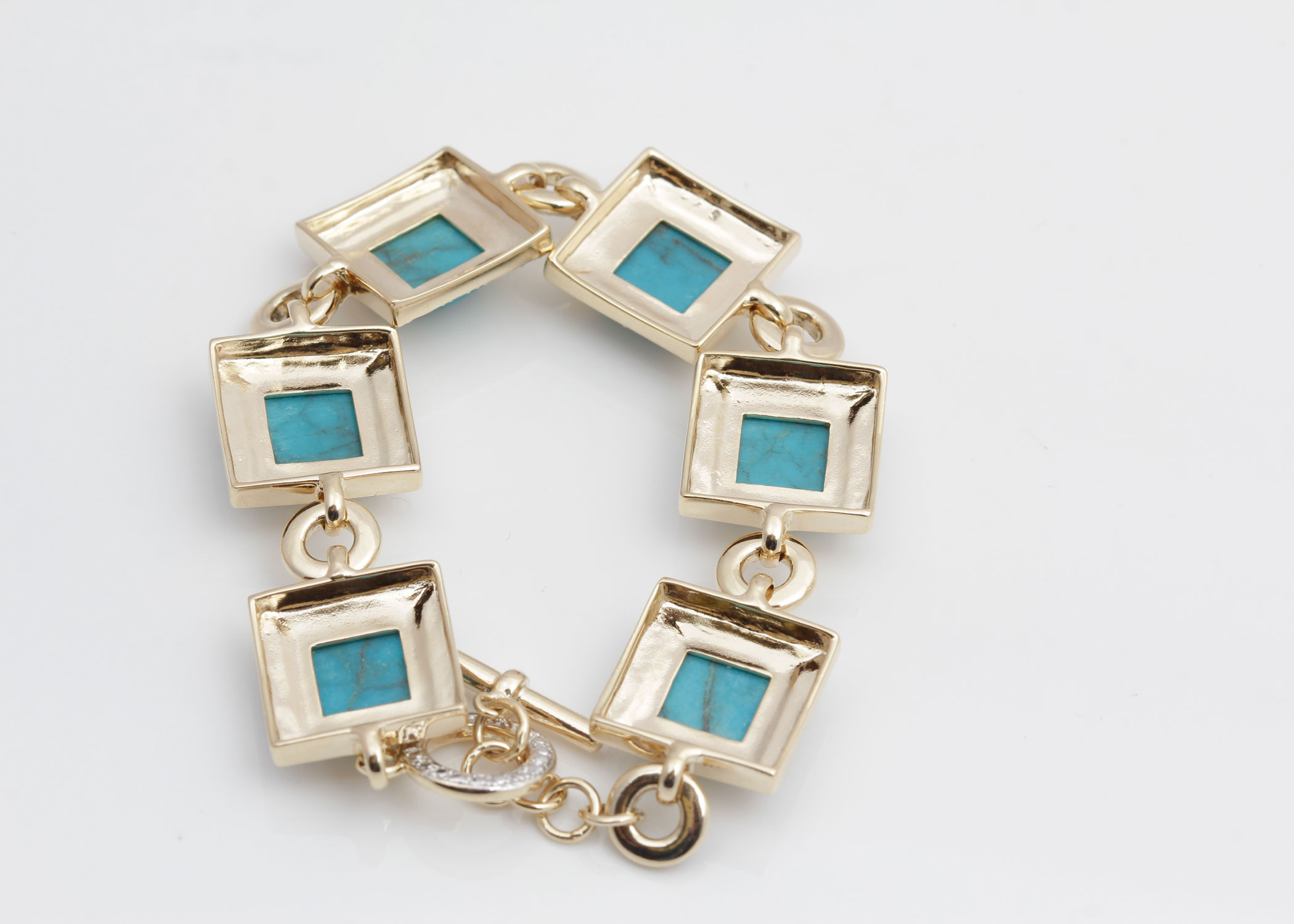 Vermeil Sterling Silver Turquoise and Diamond Bracelet