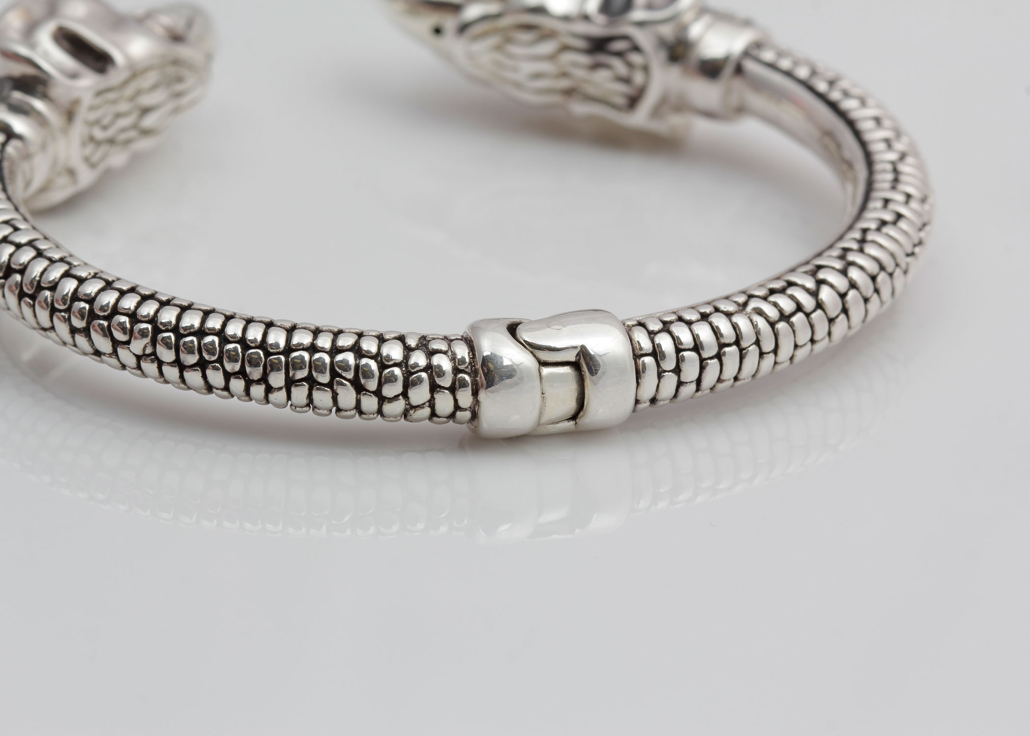 Sterling Silver Diamond Hinged Elephant Bracelet