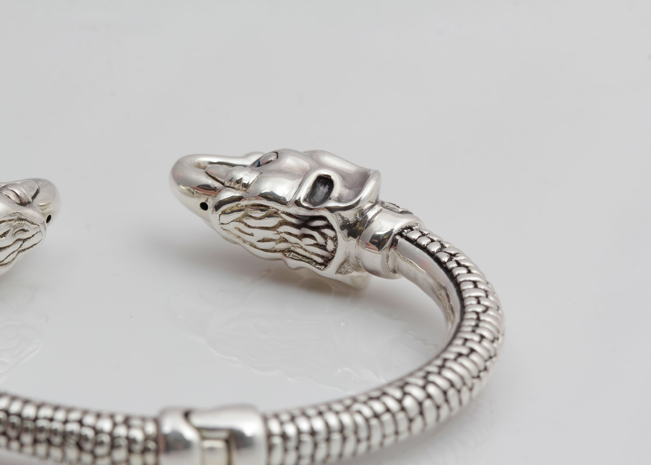 Sterling Silver Diamond Hinged Elephant Bracelet