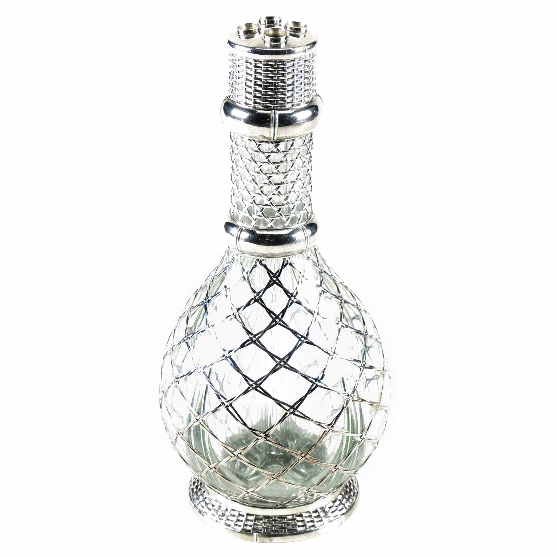 Sterling Silver and Glass Four Part Decanter