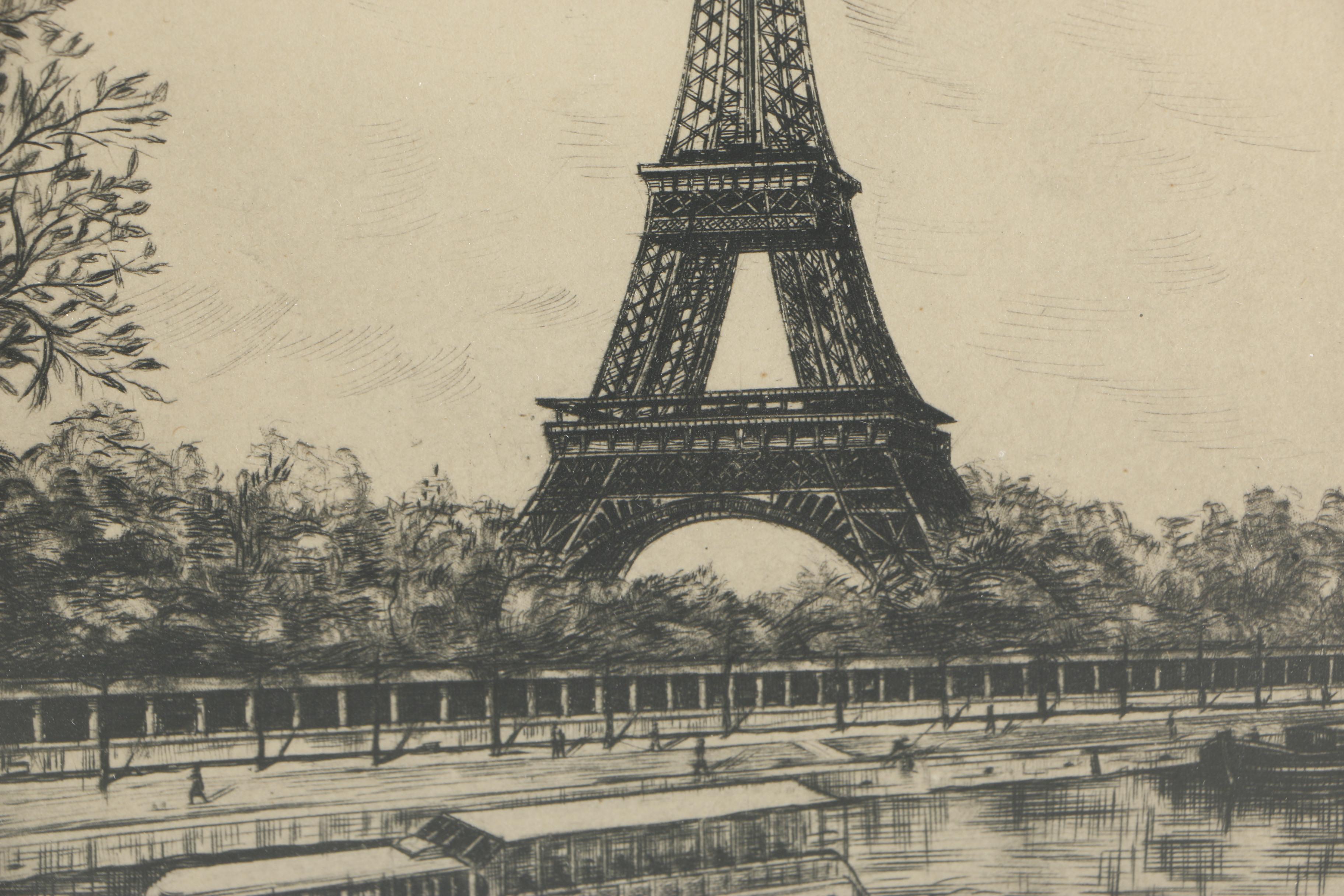Dufza Burin Etching "Paris - La Tour Eiffel"