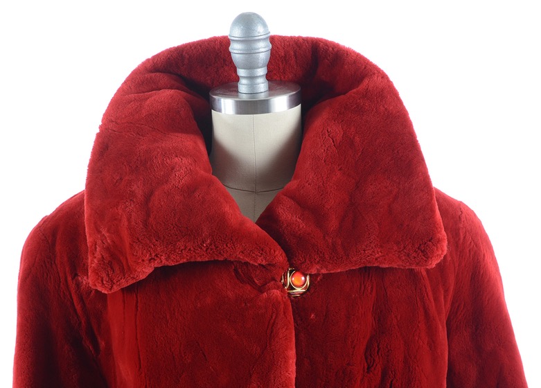 Susan's Red Sheared Beaver Fur Coat Embroidered "Susan" on Lining