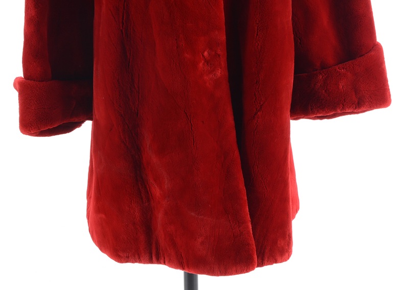 Susan's Red Sheared Beaver Fur Coat Embroidered "Susan" on Lining