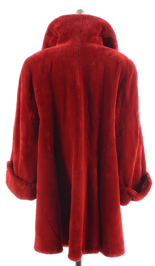 Susan's Red Sheared Beaver Fur Coat Embroidered "Susan" on Lining