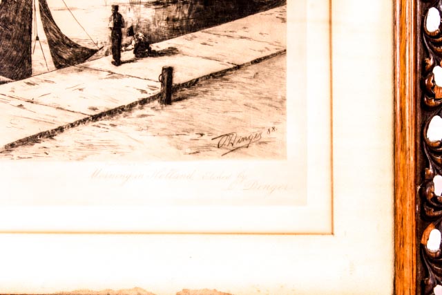 1888 Original Otto Dinger Etching "Morning in Holland"