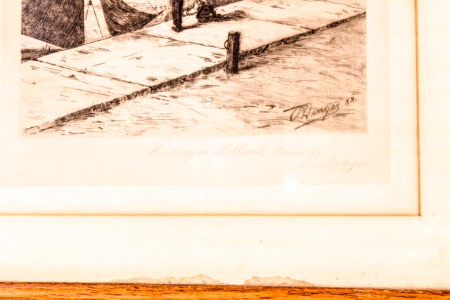 1888 Original Otto Dinger Etching "Morning in Holland"