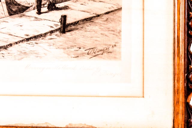 1888 Original Otto Dinger Etching "Morning in Holland"