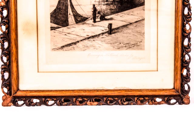 1888 Original Otto Dinger Etching "Morning in Holland"