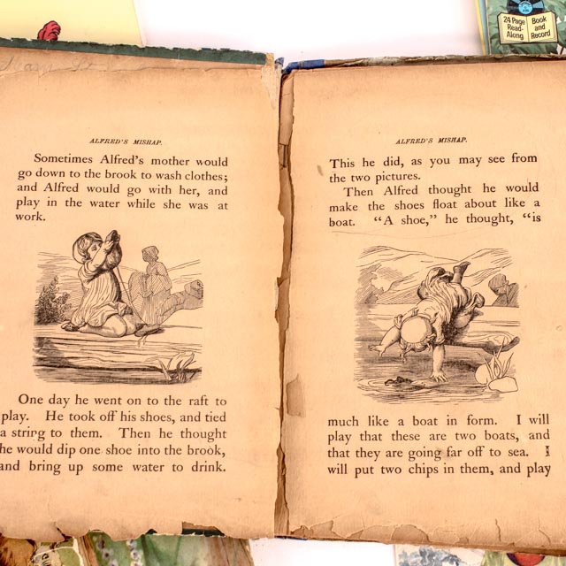 Collection of Childrens Antique and Vintage Books and Records