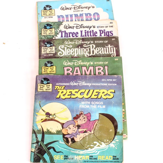 Collection of Childrens Antique and Vintage Books and Records