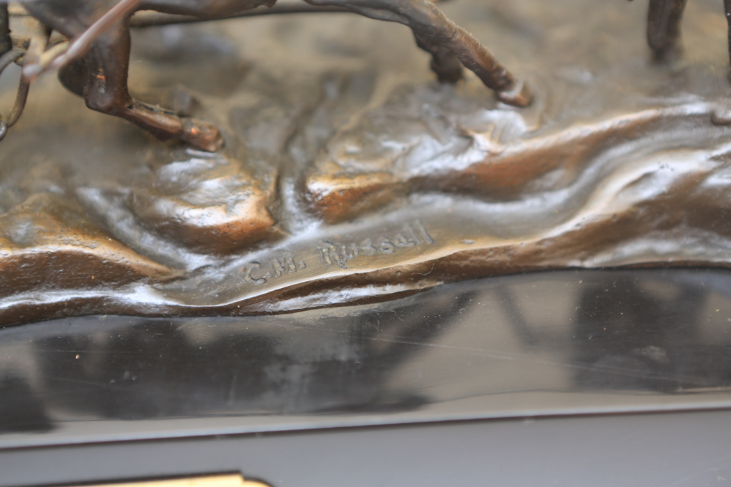 C.M Russell Reproduction Bronze "Stagecoach"