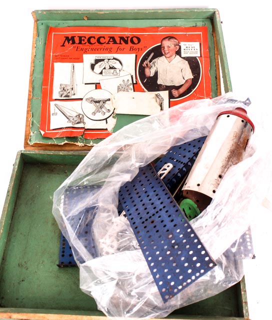 Vintage Radio Flyer Row Cart Scooter and Meccano Building Set