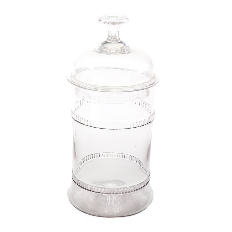 Early Hand Blown Apothecary Jar With Lid