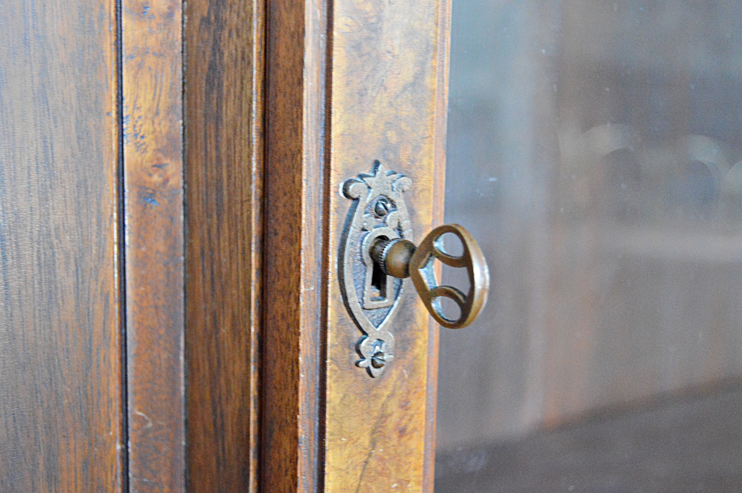 Victorian Eastlake Walnut Triple Bookcase Cabinet