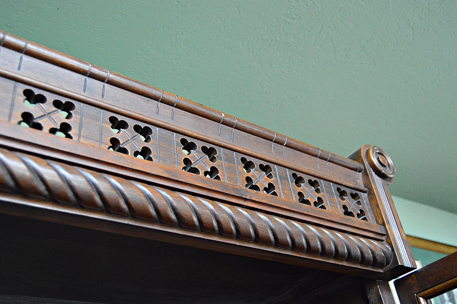Victorian Eastlake Walnut Triple Bookcase Cabinet
