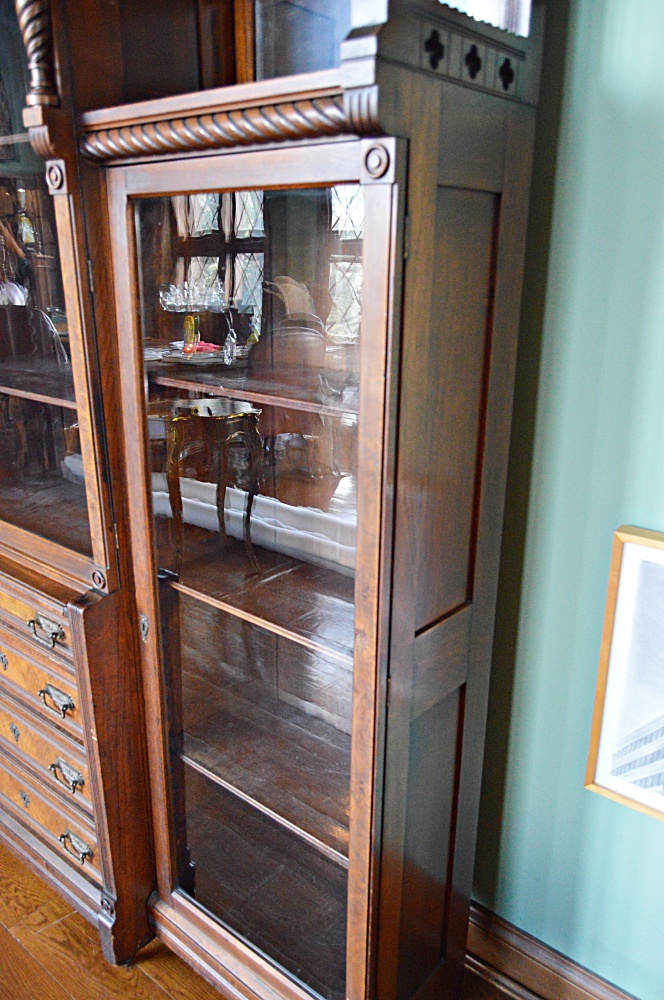 Victorian Eastlake Walnut Triple Bookcase Cabinet