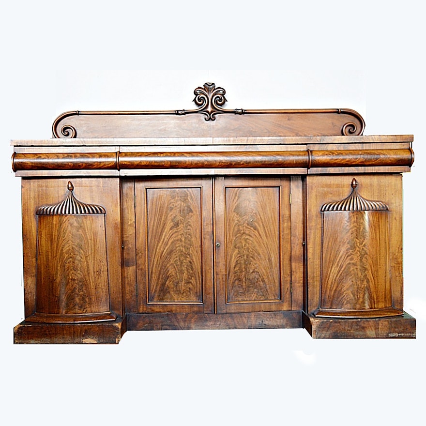 Antique Late Victorian Flame Mahogany Sideboard