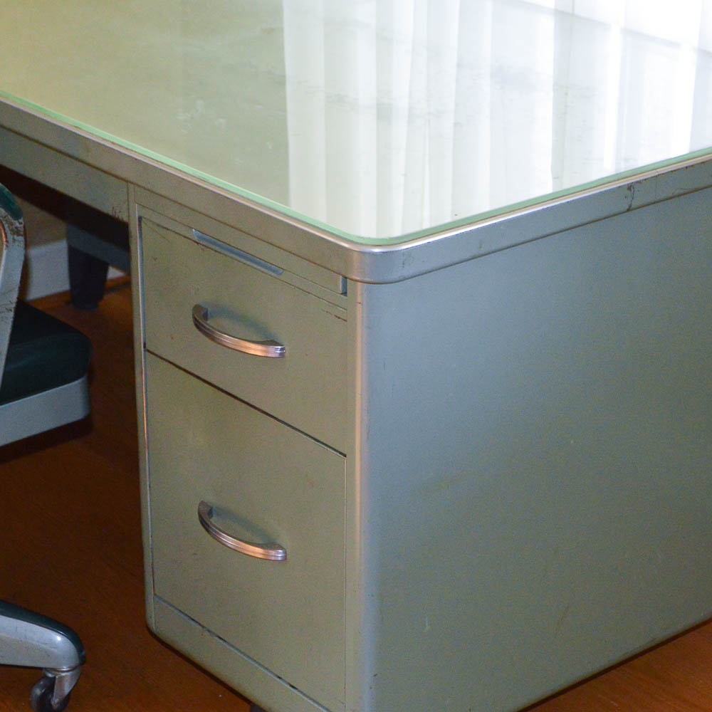 Vintage Steel Age Metal Desk and Chair