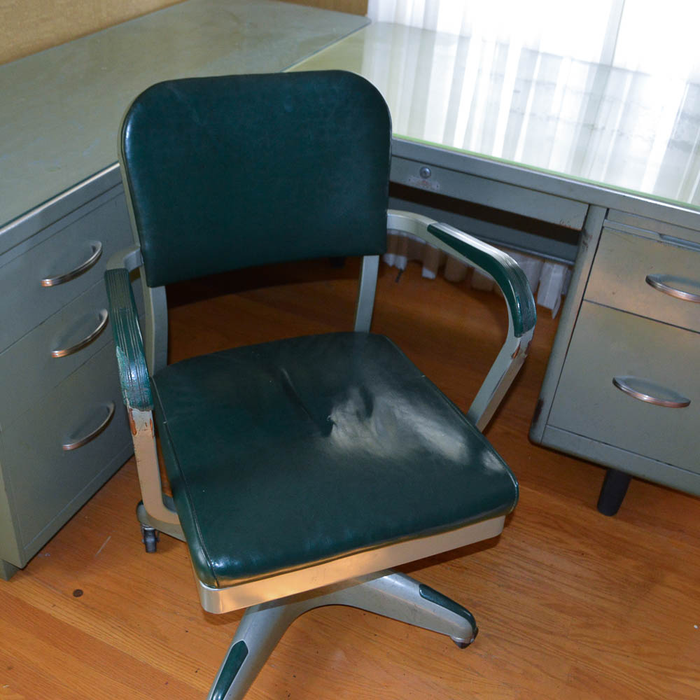 Vintage Steel Age Metal Desk and Chair